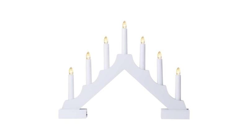 Dekoracje - świecznik biały drewniany 7 LED, 29 cm 2x AA ciepła biel, IP20, timer DCAW12-49465 Dekoracje - świecznik biały drewniany 7 LED, 29 cm 2x AA ciepła biel, IP20, timer DCAW12-49465