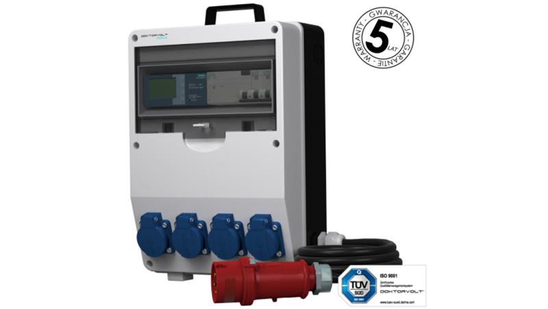Rozdzielnica budowlana z licznikiem energii MID EEG Siemens pTD-S/FI 4x230V gniazda Mennekes Schuko Doktorvolt 6061-66339