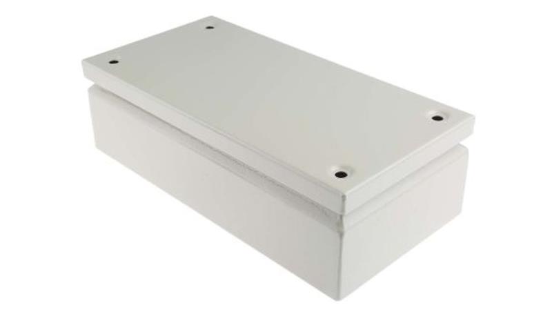 Puszka elektroinstalacyjna, 300 x 150 x 80mm, IP66, kolor RAL 7032, materiał Stal, RS PRO-27593 Puszka elektroinstalacyjna, 300 x 150 x 80mm, IP66, kolor RAL 7032, materiał Stal, RS PRO-27593