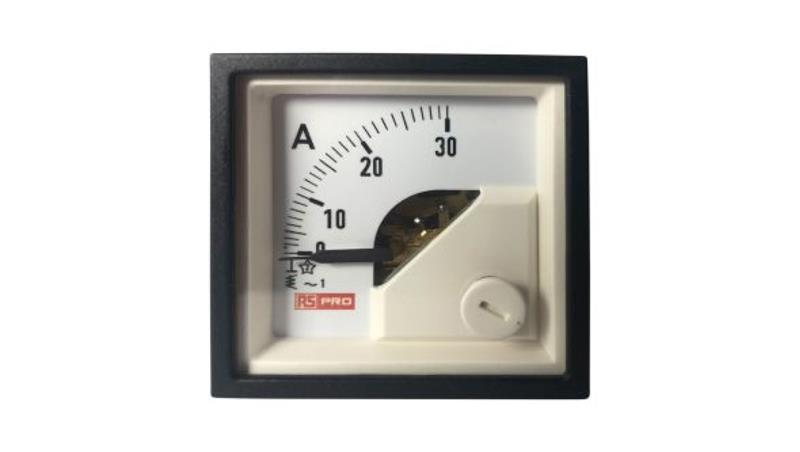 Amperomierz analogowy panelowy 30 (Input, Scale)A AC -10C do +65C RS PRO-7923 Amperomierz analogowy panelowy 30 (Input, Scale)A AC -10C do +65C RS PRO-7923
