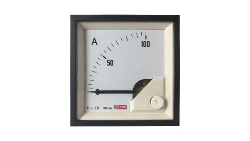 Amperomierz analogowy panelowy 100 (Scle) A, 100/5 (CT) A, 5 (Input) A AC -10C do +65C RS PRO-7869