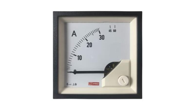 Amperomierz analogowy panelowy 60 (Input)A AC -10C do +65C RS PRO-7873