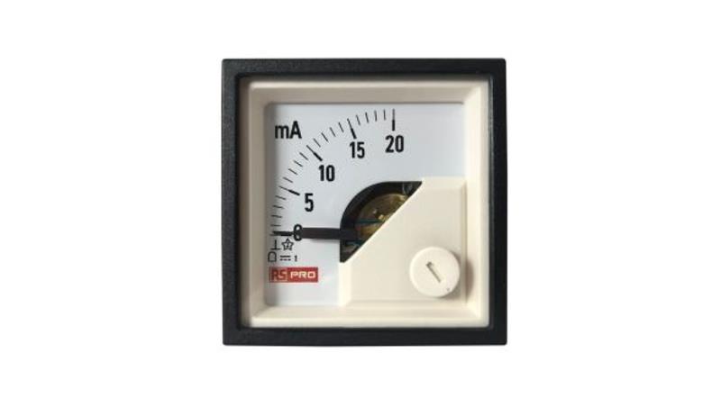 Amperomierz analogowy panelowy 20 (Input)mA DC -10C do +65C RS PRO-7852