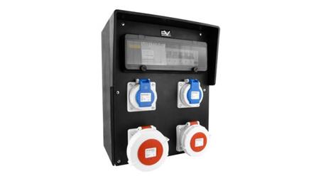 Rozdzielnica budowlana gumowa HD-S/FI IP67 32A/5P 16A/5P 2x230V gniazda Mennekes Schuko Doktorvolt 9559-65973