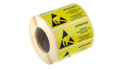 Etykieta ESD Żółty Papier, Tekst: Attention Observe Precautions For Handling Electrostatic Discharge Sensitive Device,-22049