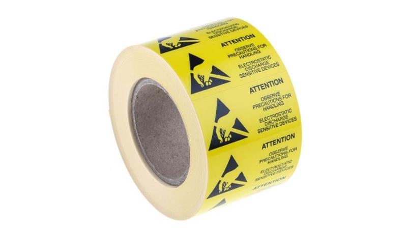 Etykieta ESD Żółty Papier, Tekst: Attention, Uwaga, Angielski-22061