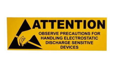 Etykieta ESD Żółty Winyl, Tekst: Attention, Uwaga, Angielski-22060