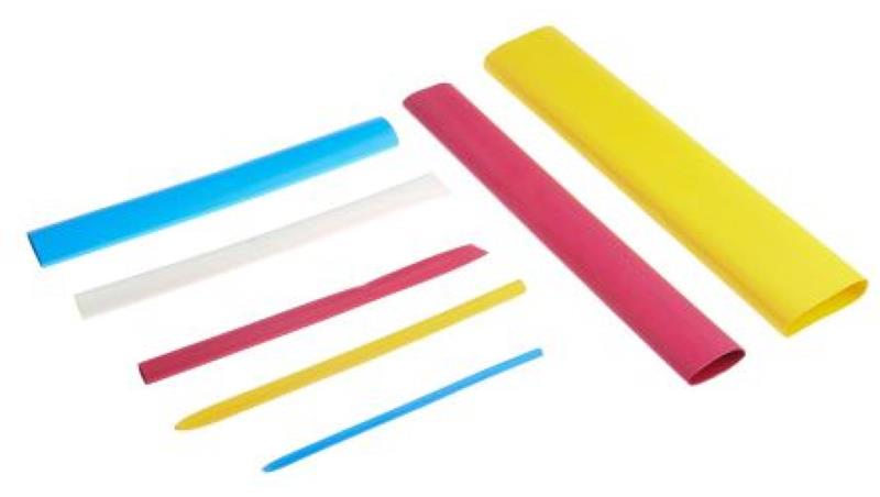 Zestaw tulei kablowej Blue, Red, White, Yellow Poliolefina, 3:1 Shrink Ratio RS PRO 3mm-78790