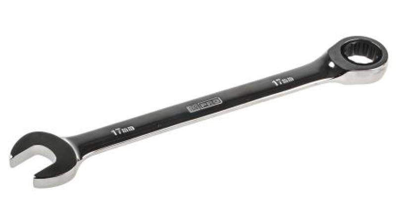 Uniwersalny klucz zapadkowy, roz. 17 mm, dł. 233 mm, materiał: Stal chromowo-wanadowa, RS PRO-81481 Uniwersalny klucz zapadkowy, roz. 17 mm, dł. 233 mm, materiał: Stal chromowo-wanadowa, RS PRO-81481