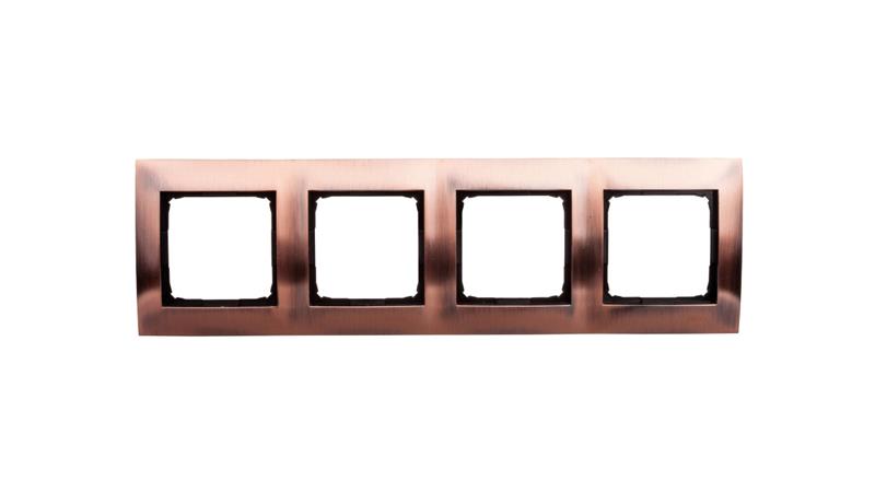 Simon 54 Premium Ramka poczwórna metalowa miedź rustykalna DR4/36-37127
