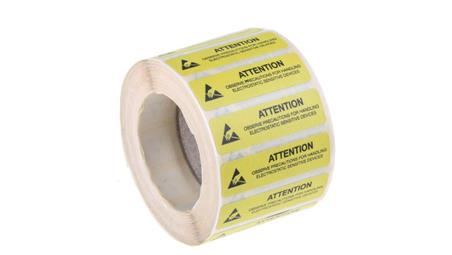 Etykieta ESD Żółty Winyl, Tekst: Attention Observe Precautions For Handling Electrostatic Discharge Sensitive Device,-22057