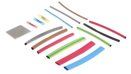 Zestaw tulei kablowej Black, Blue, Green/Yellow, Red, White Poliolefina, 2:1 Shrink Ratio RS PRO 3.2 mm, 4.8 mm, 6.4-79033