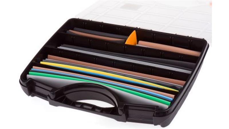 Zestaw tulei kablowej Black, Blue, Green/Yellow, Red, White Poliolefina, 2:1 Shrink Ratio RS PRO 6.4 mm, 9.5 mm, 12.7-78974