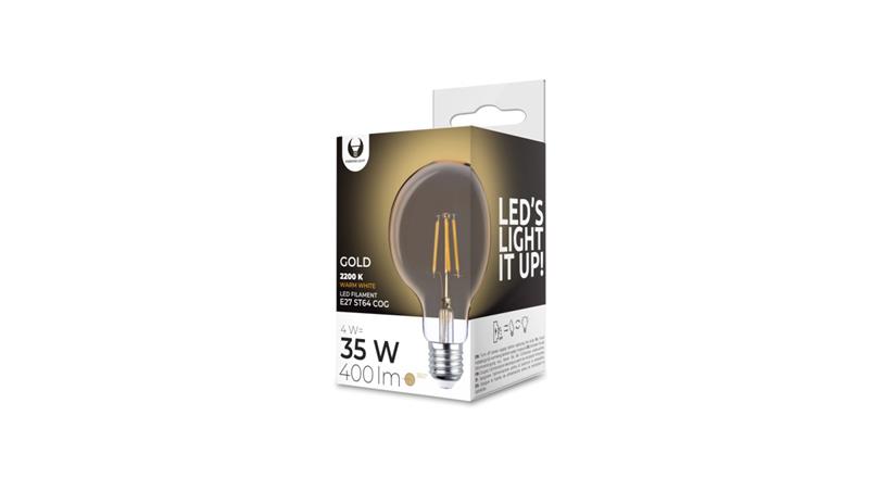 Żarówka LED Filament E27 G95 4W 230V 2200K 400lm COG złota Forever Light-45641 Żarówka LED Filament E27 G95 4W 230V 2200K 400lm COG złota Forever Light-45641