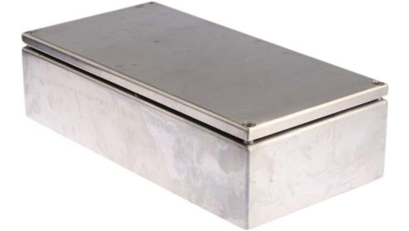 Puszka elektroinstalacyjna, 300 x 80 x 150mm, IP66, kolor Niemalowany, materiał Stal nierdzewna, RS PRO-27643 Puszka elektroinstalacyjna, 300 x 80 x 150mm, IP66, kolor Niemalowany, materiał Stal nierdzewna, RS PRO-27643