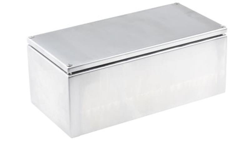 Puszka elektroinstalacyjna, 300 x 150 x 120mm, IP66, kolor Niemalowany, materiał Stal nierdzewna, RS PRO-27627 Puszka elektroinstalacyjna, 300 x 150 x 120mm, IP66, kolor Niemalowany, materiał Stal nierdzewna, RS PRO-27627