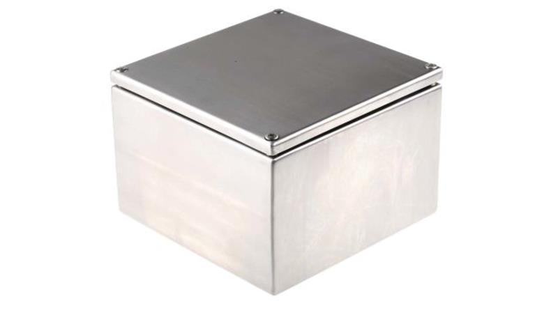 Puszka elektroinstalacyjna, 175 x 175 x 120mm, IP66, kolor Niemalowany, materiał Stal nierdzewna, RS PRO-27640 Puszka elektroinstalacyjna, 175 x 175 x 120mm, IP66, kolor Niemalowany, materiał Stal nierdzewna, RS PRO-27640