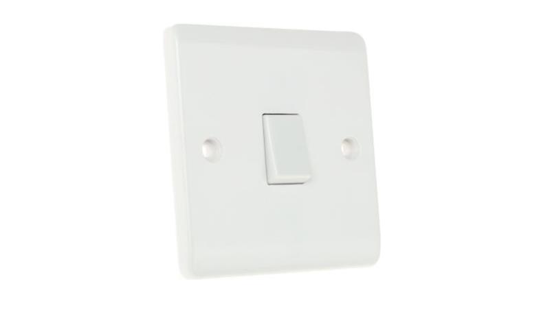 Włącznik światła, 10A, 250V, 1-przyciskowy, 1-biegunowy, IP20, RS PRO-31180 Włącznik światła, 10A, 250V, 1-przyciskowy, 1-biegunowy, IP20, RS PRO-31180