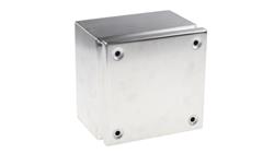 Puszka elektroinstalacyjna, 175 x 175 x 120mm, IP66, kolor Niemalowany, materiał Stal nierdzewna, 0-wejściowa, RS PRO-27617