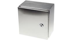 Szafka ścienna rozdzielcza, materiał: Stal nierdzewna typu 304, IP66, 240 x 240 x 150mm, RS PRO-71667