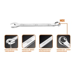 Klucz płasko-oczkowy HEX/V 21 x 250 mm