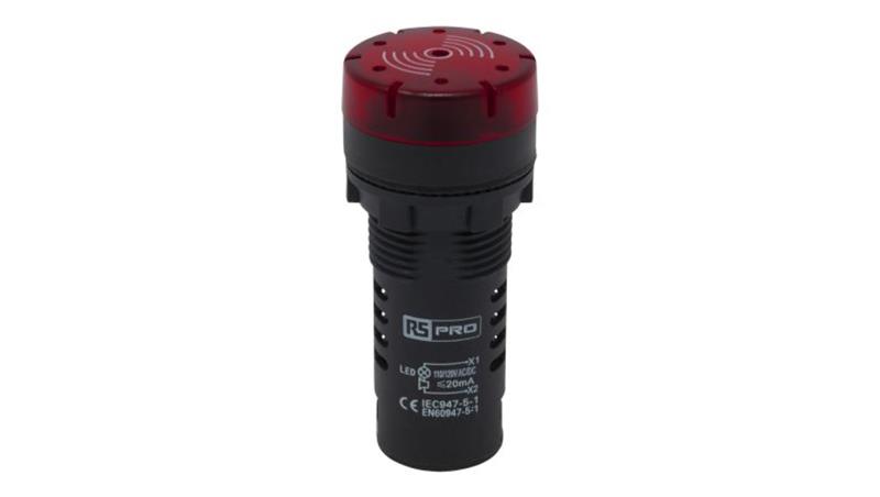 Lampka kontrolna w komplecie z sygnalizatorem akustycznym, O 22mm, IP30, RS PRO-6840