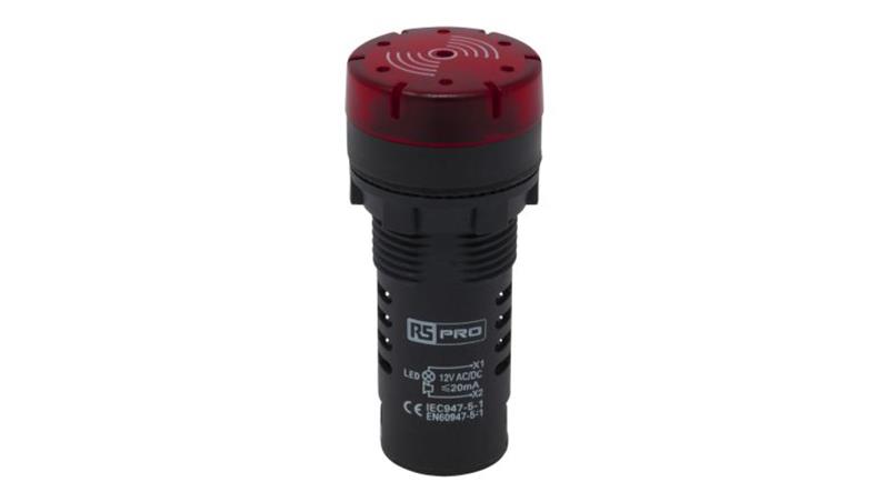 Lampka kontrolna w komplecie z sygnalizatorem akustycznym, O 22mm, IP30, RS PRO-6816