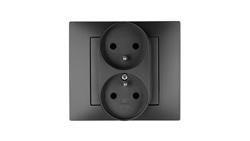 Vestra Gniazdo podwójne 2x2P+Z modułowe bez ramki podtynkowe IP20 czarny 3843-19-43010