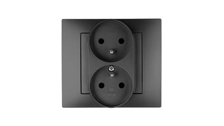 Vestra Gniazdo podwójne 2x2P+Z modułowe bez ramki podtynkowe IP20 czarny 3843-19-43010