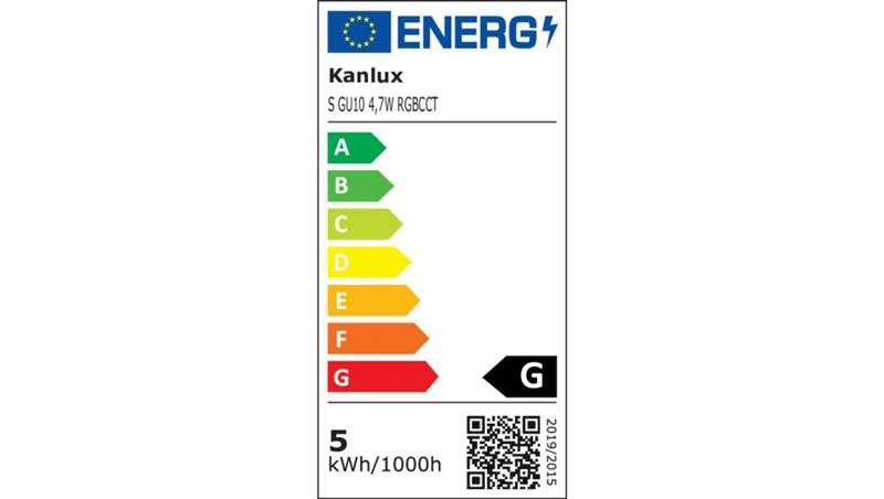 Żarówka LED GU10 Kanlux SMART S ściemnialna 4,7W RGBCCT 400lm 2700-6500K ciepła/neutralna/zimna,RGB 33643-46822