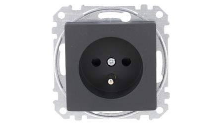 Gniazdo zasilające 2P+PE z przesł torów pr zaciski bezg, czarny antracyt, Sedna Design i Elements SDD114012-43229
