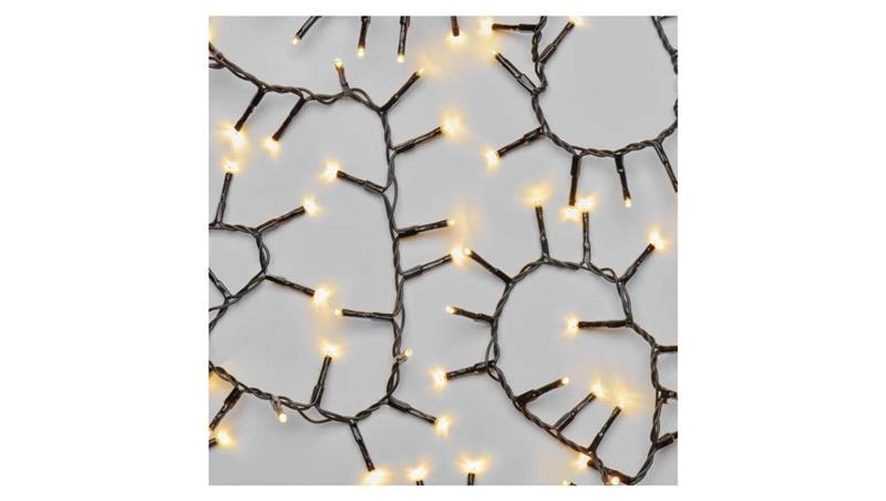 Lampki choinkowe LED Classic Cluster, jeżyk, 600LED 12m, ciepła biel, czarny, IP44, timer D4BW03-49428