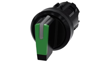 Przełącznik 3 pozycyjny 22mm czarny/zielony bez samopowrotu I-O-II możl podświetl tworzywo IP69k SIRIUS ACT 3SU1002-2BL40-0AA0-1