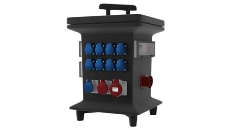 Rozdzielnica budowlana KIB-S/FI 2x32A 2x16A 2xCamp 16x230V odbiornikowe 32A 3 fazowy woltomierz Schuko 0885-65976