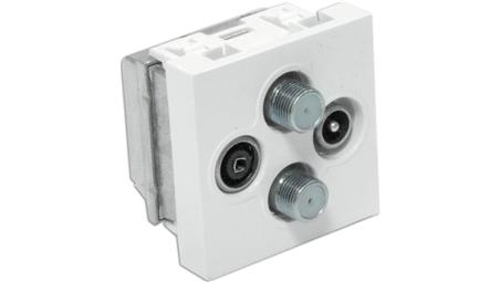 Gniazdo RTV-SAT podwójne końcowe 45x45 (gn.antenowe męskie/gn.antenowe żeńskie/ 2 x gn. typu F żeńskie) EM/P2VK-45088