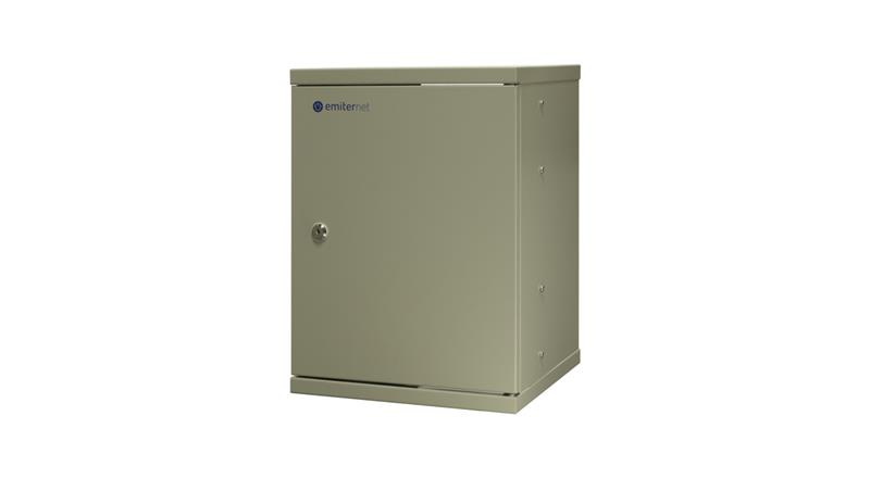 Szafa wisząca niedzielona 10 9U, drzwi blacha, 325×330x445 (szer./gł./wys. mm) RAL: szafa 7044, w komplecie półka i komplet 6-72