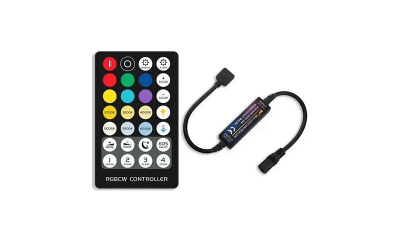 Kontroler led RGB+CCT RF-M6 6A 5-24VDC 5V-30W 12V-72W 24V-144W wtyczkowy mini radiowy czarny-51228 Kontroler led RGB+CCT RF-M6 6A 5-24VDC 5V-30W 12V-72W 24V-144W wtyczkowy mini radiowy czarny-51228