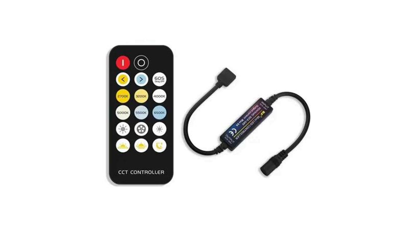 Kontroler led CCT dual-white RF-M2 6A 5-24VDC 5V-30W 12V-72W 24V-144W wtyczkowy mini radiowy czarny-27791