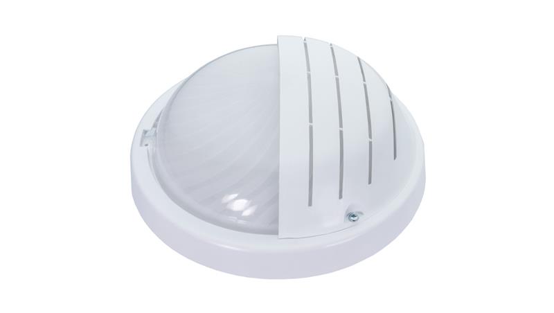 Oprawa GRILL, E27, 60W, biała-polipropylen, klosz matowy-szkło, IP44, osłona A2240-M-53510