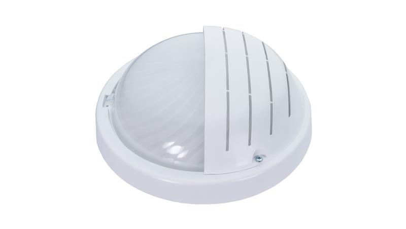 Oprawa GRILL, E27, 60W, biała-polipropylen, klosz matowy-poliwęglan, IP44, osłona, IK10 A2240-MP-53515