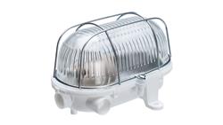 Oprawa kanałowa OVAL-7040T, E27, 60W, biała-polipropylen, klosz przeźroczysty-szkło, IP54, siatka metalowa A1120-53529