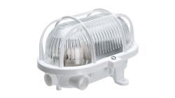 Oprawa kanałowa OVAL-7040T/P, E27, 60W, biała-polipropylen, klosz przeźroczysty-szkło, IP44, siatka plastikowa A1110-53100