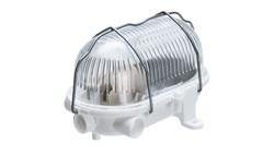 Oprawa kanałowa OVAL-7040T/R, E27, 60W, biała-polipropylen, klosz przeźroczysty-szkło, IP44, siatka metalowa rozkładana A1130-53