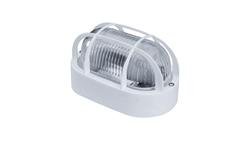 Oprawa kanałowa OVAL-7040 STYL, E27, 60W, biała-polipropylen, klosz przeźroczysty-szkło, IP44 , siatka plastikowa A1190-53525