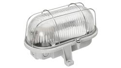 Oprawa kanałowa OVAL-7063T, E27, 100W, biała-polipropylen, klosz przeźroczysty-szkło, IP44, siatka metalowa A1210-53523