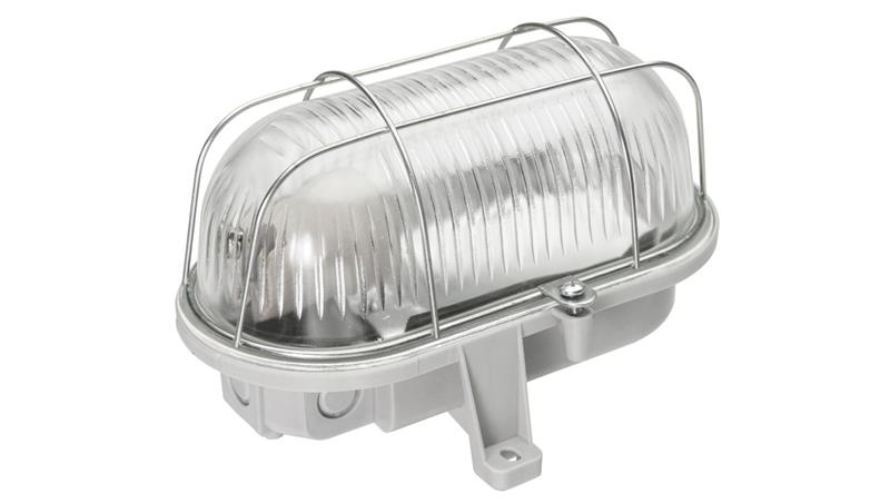 Oprawa kanałowa OVAL-7063T, E27, 100W, biała-polipropylen, klosz przeźroczysty-szkło, IP44, siatka metalowa A1210-53523