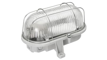 Oprawa kanałowa OVAL-7063T, E27, 100W, biała-polipropylen, klosz przeźroczysty-szkło, IP44, siatka metalowa A1210-53523