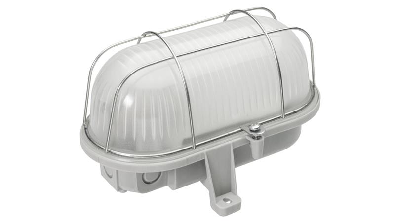 Oprawa kanałowa OVAL-7063T, E27, 100W, biała-polipropylen, klosz matowy-szkło, IP44, siatka metalowa A1210-M-53528