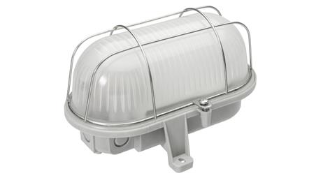 Oprawa kanałowa OVAL-7063T, E27, 100W, biała-polipropylen, klosz matowy-szkło, IP44, siatka metalowa A1210-M-53528