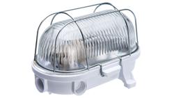 Oprawa kanałowa OVAL-7063NB, E27, 100W, biała-bakelit, klosz przeźroczysty-szkło, IP54, siatka metalowa A1230-53532